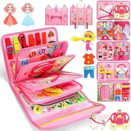 Flybay Busy Board Montessori Toys for Girls, Busy Book for 1-3 Year Old, Sensory Educational Activities for Learning Fine Motor Skills, Toddler Toys | Walmart (US)