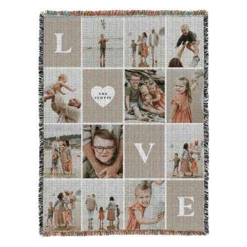 Love Block Collage Woven Photo Blanket | Shutterfly