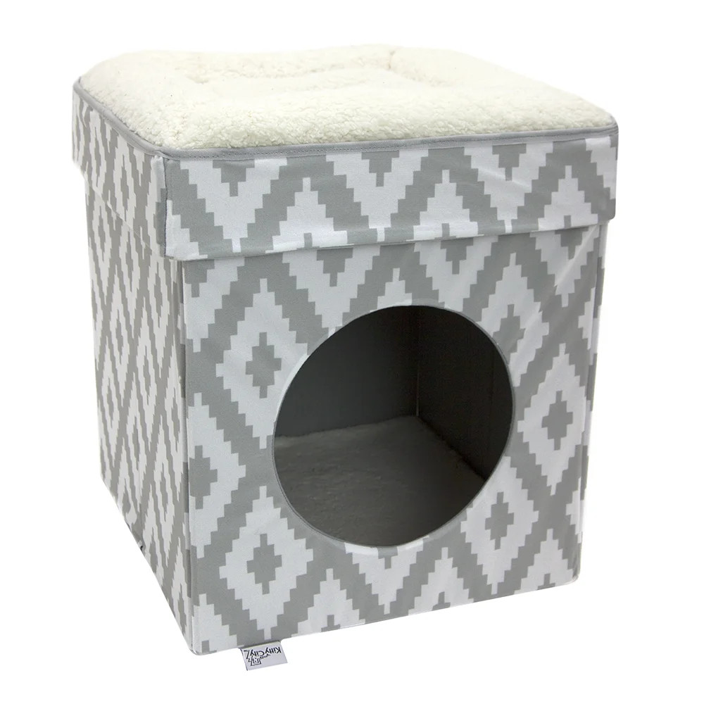 Kitty City Large Cat Bed, Stackable Cat Cube, Indoor Cat Condo and House, Gray, 19-in | Walmart (US)