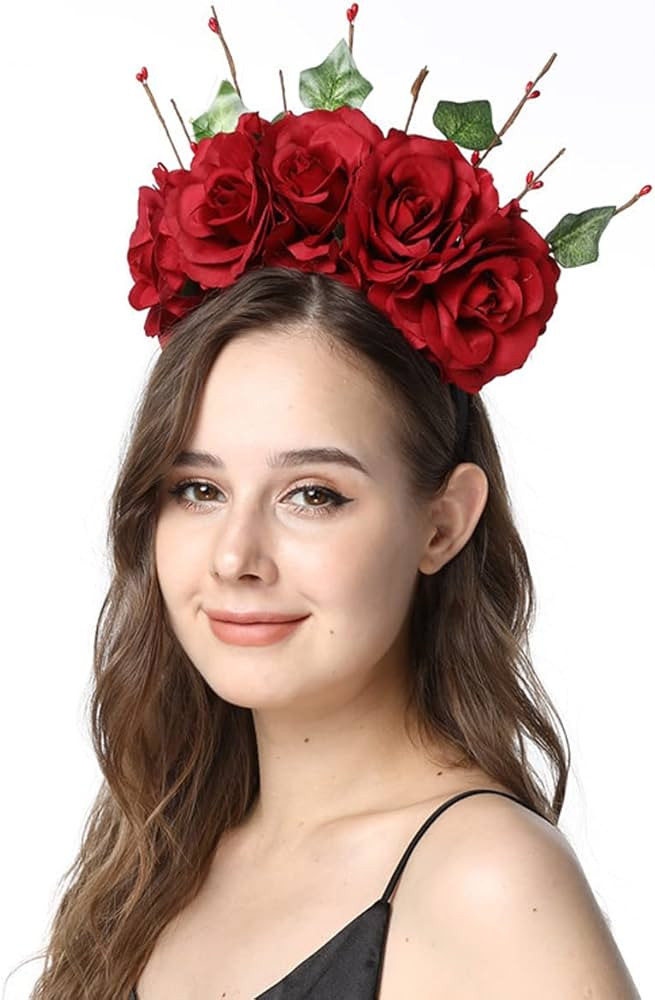 Love Sweety Halloween Costume Dia de Los Muertos Headpiece Day of the Dead Frida Kahlo Mexican Fl... | Amazon (US)