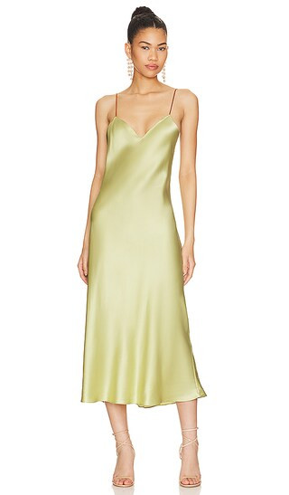 Midi Dress with Contrast Straps in Moss | Revolve Clothing (Global)