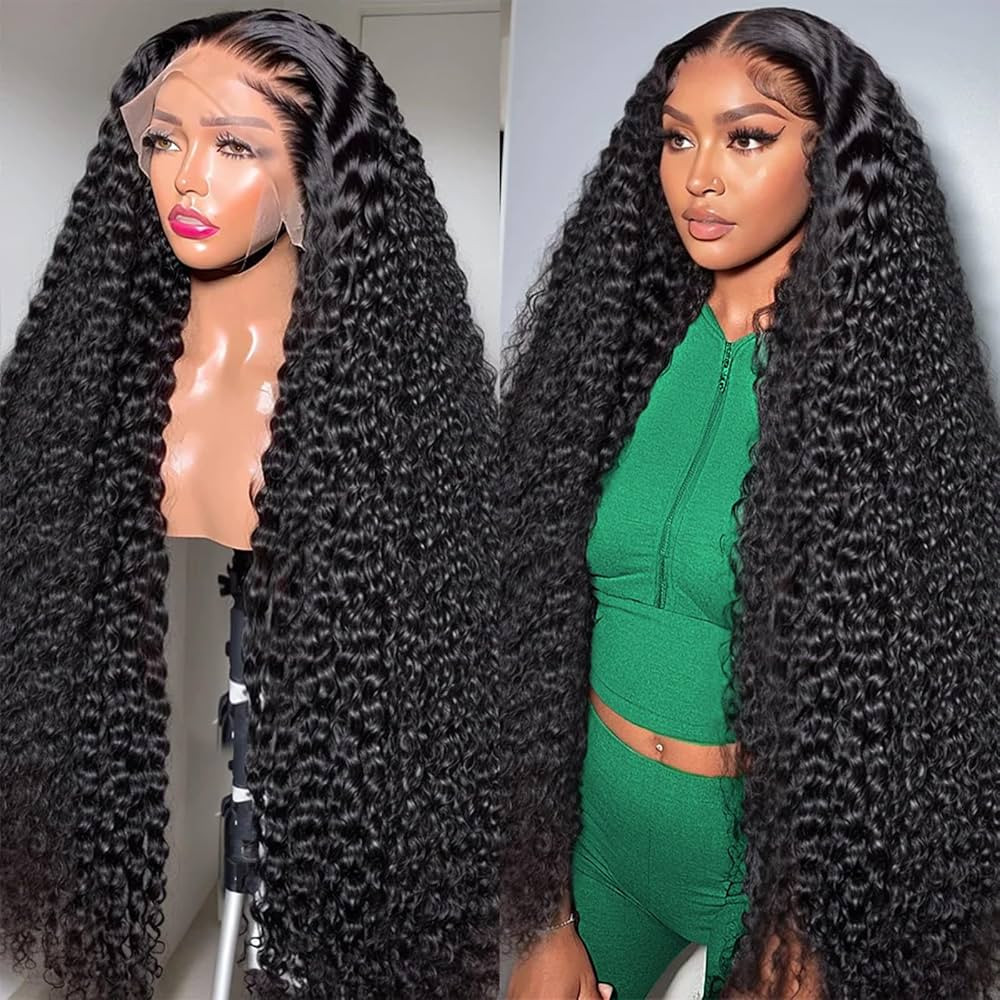 Deep Wave Lace Front Wigs Human Hair 30 inch 200 Density 13X4 HD Deep Curly Lace Front Human Hair... | Amazon (US)