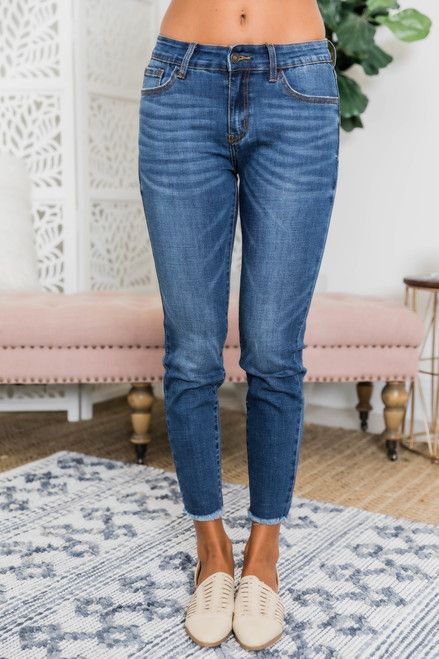 The Anne Dark Wash Crop Jeans | The Pink Lily Boutique