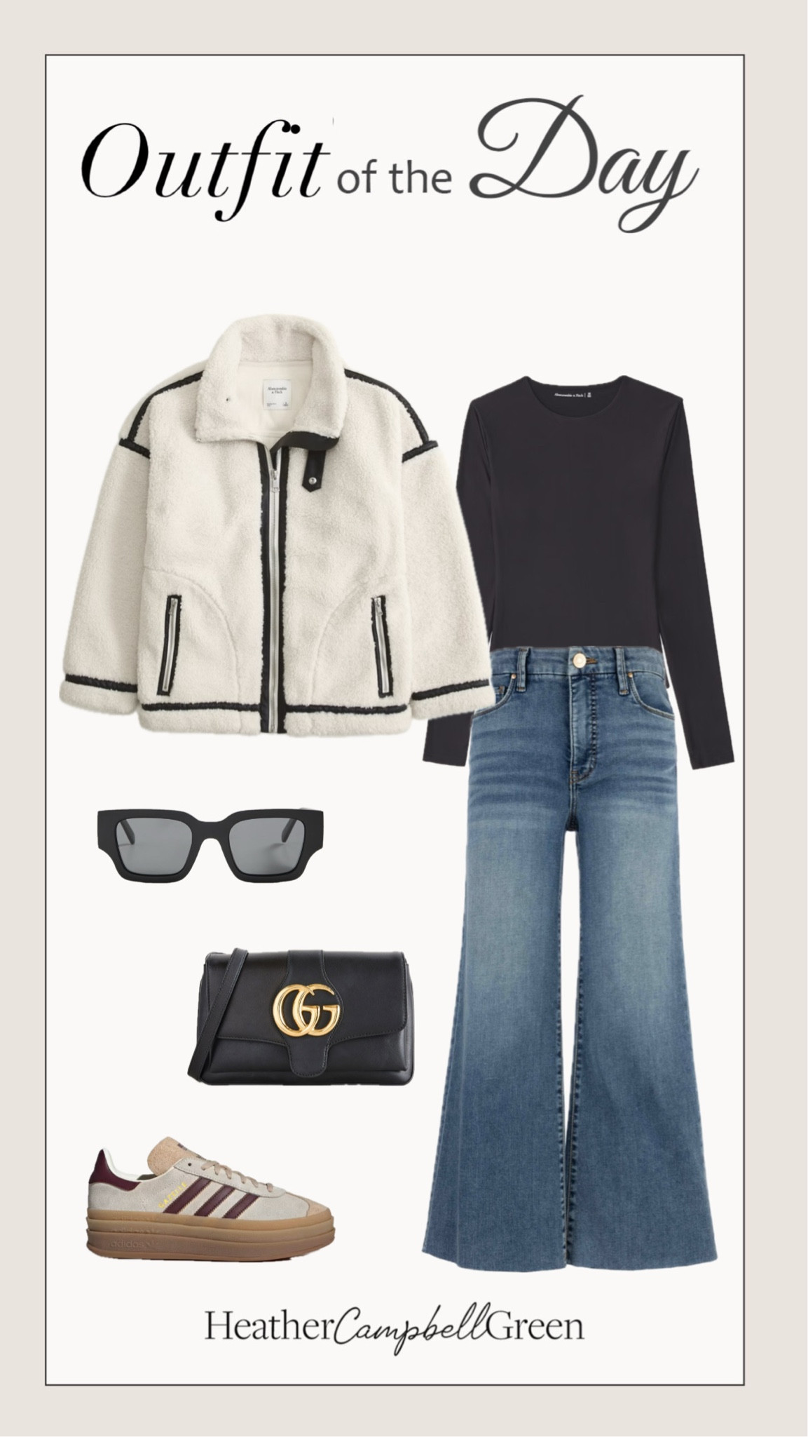 Outfit of the day! Best selling Contrast Trim Sherpa Aviator Jacket flattering wide leg jeans, Designer bag oversize cat eye sunglasses and best selling sneakers restocked on

#LTKGiftGuide #LTKStyleTip #LTKSaleAlert