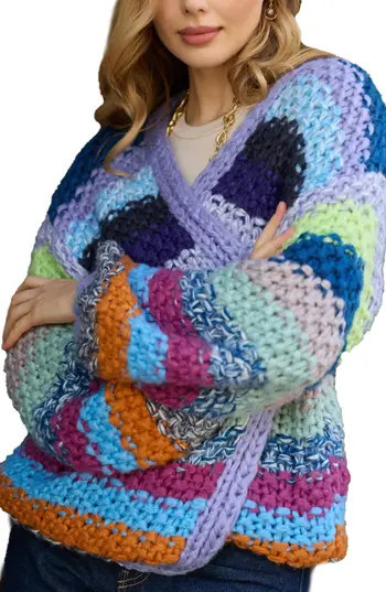 SAACHI Stripe Cardigan in Blue at Nordstrom Rack | Nordstrom Rack