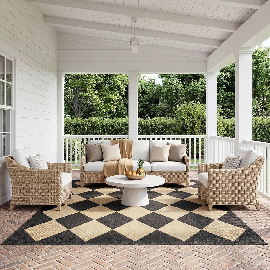 Nuloom Outdoor Performance Collection Sabina Dark Grey/Ivory, 5' x 8', Soft, High Traffic, Stain ... | Amazon (US)