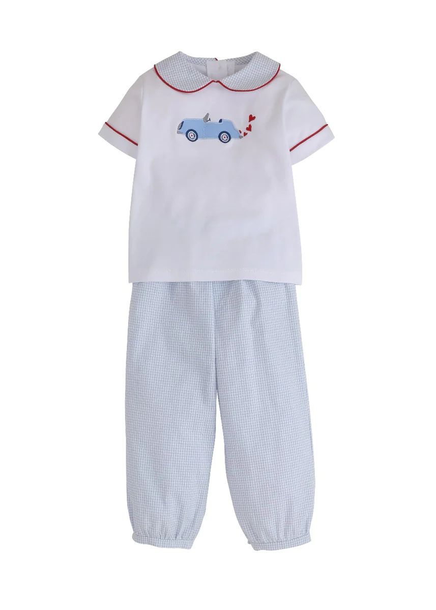 Applique Peter Pan Pant Set - Racing Hearts | Little English