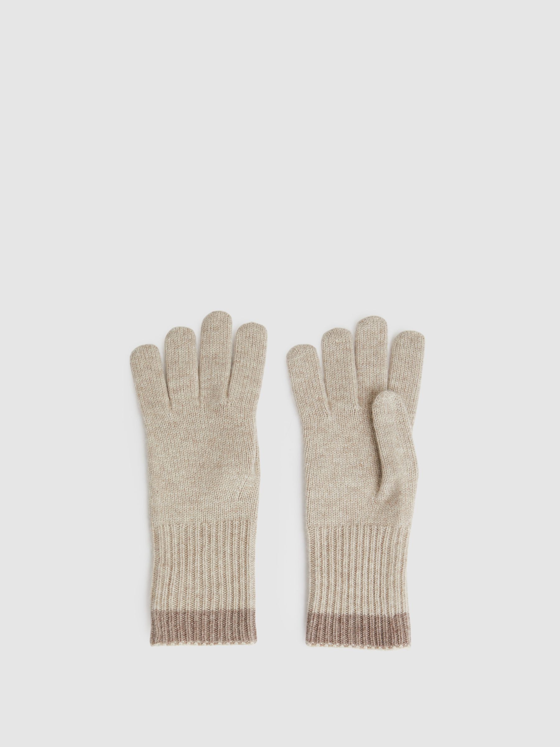 Wool-Blend Tipped Gloves With Cashmere in Taupe | Reiss DE