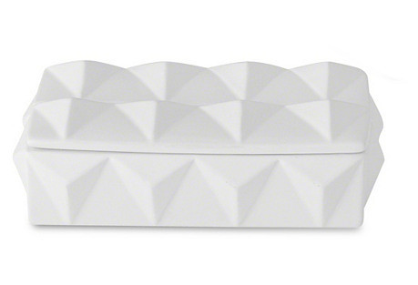 11" Braque Decorative Box, Matte White | One Kings Lane