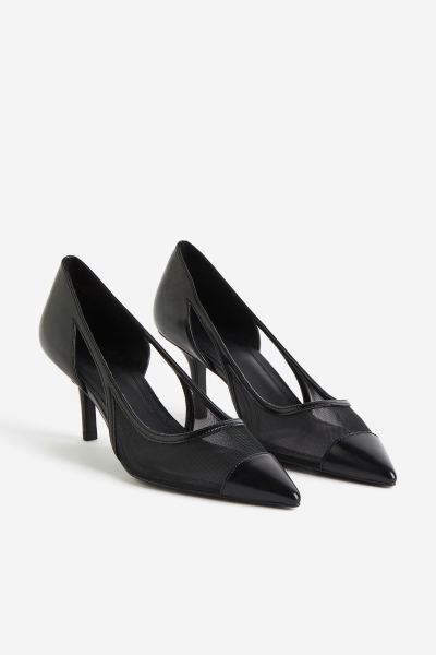 Mesh court shoes - Black - Ladies | H&M GB | H&M (UK, MY, IN, SG, PH, TW, HK)