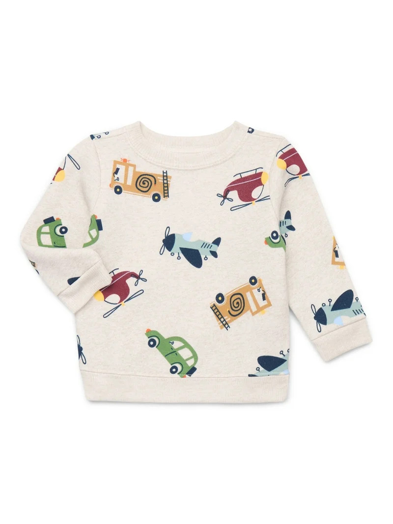 Garanimals Baby Boys Printed Fleece Sweatshirt with Long Sleeves, Sizes 6-24 Months | Walmart (US)