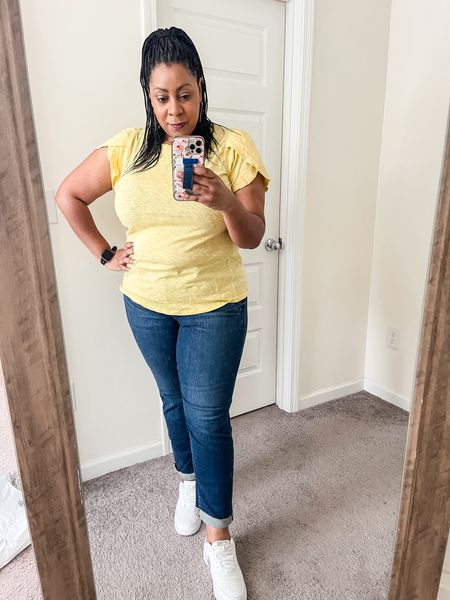 Tulip tee with vintage boyfriend jeans. I sized down on the jeans wearing size 16

#LTKstyletip #LTKplussize #LTKSeasonal