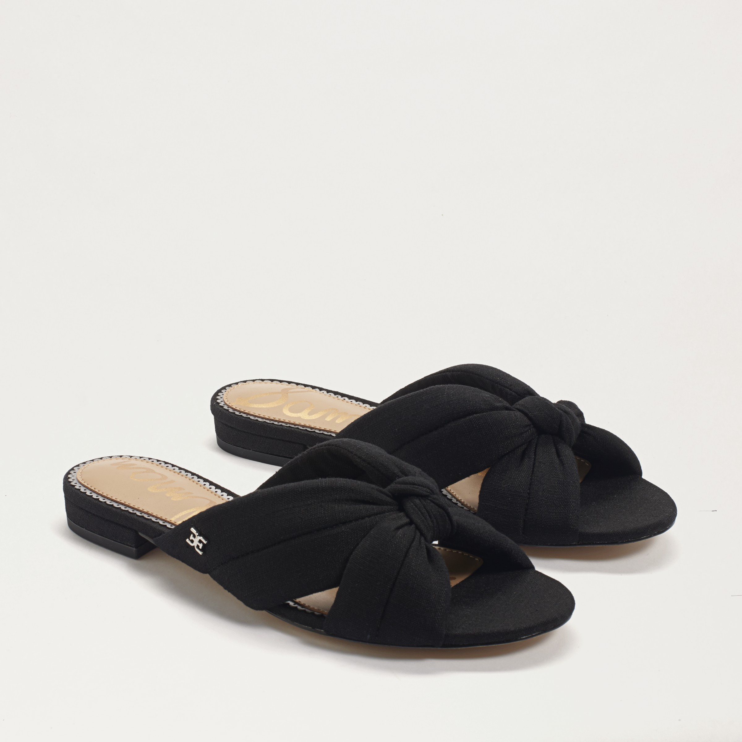 Sam Edelman Tash Knotted Slide Sandal Black Linen | Sam Edelman