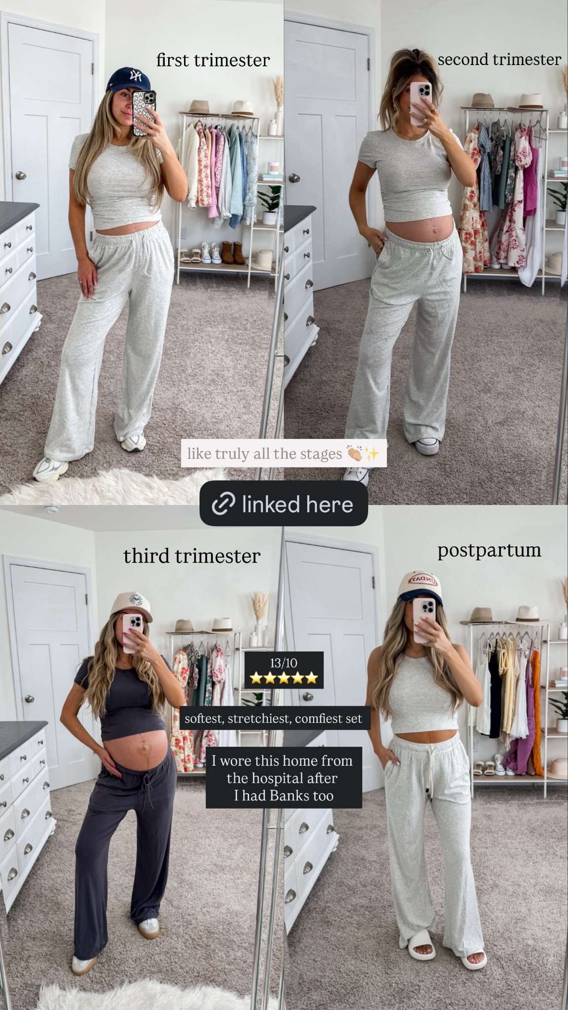 My favorite comfy loungewear set // size xs fits me best now but I wore size small in these while pregnant! Super stretchy and bump friendly 

#LTKBump #LTKFindsUnder50 #LTKFindsUnder100