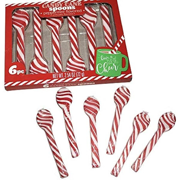 Candy Cane Peppermint Spoons – 1 doz – (2 packs of 6) | Edible Candy Cane Spoons | Candy Cane Spoons | Amazon (US)
