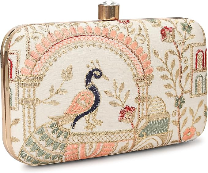 LONGING TO BUY Hand Crafted Designer Box Clutch - Zari Embroidery For Women | Amazon (US)