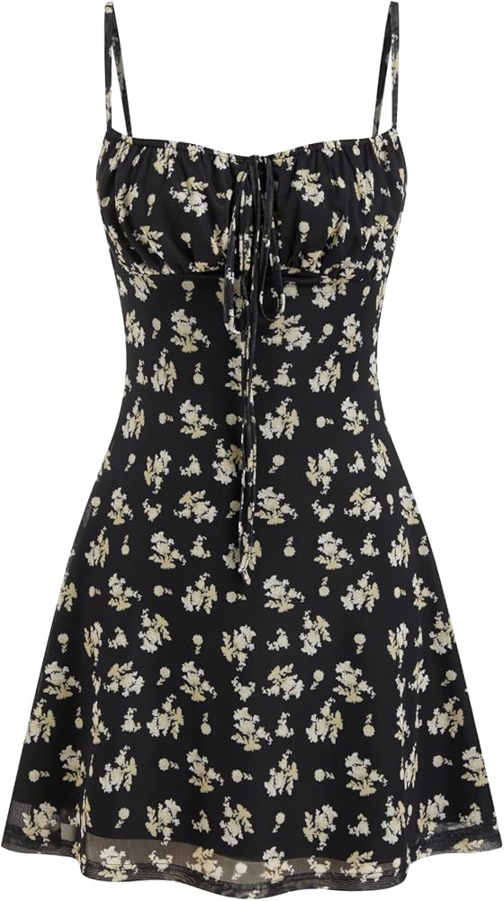 CIDER Floral Dress for Women Summer Mini Dress Sundresses Sleeveless Scoop Neck Sun Dresses A-Lin... | Amazon (US)