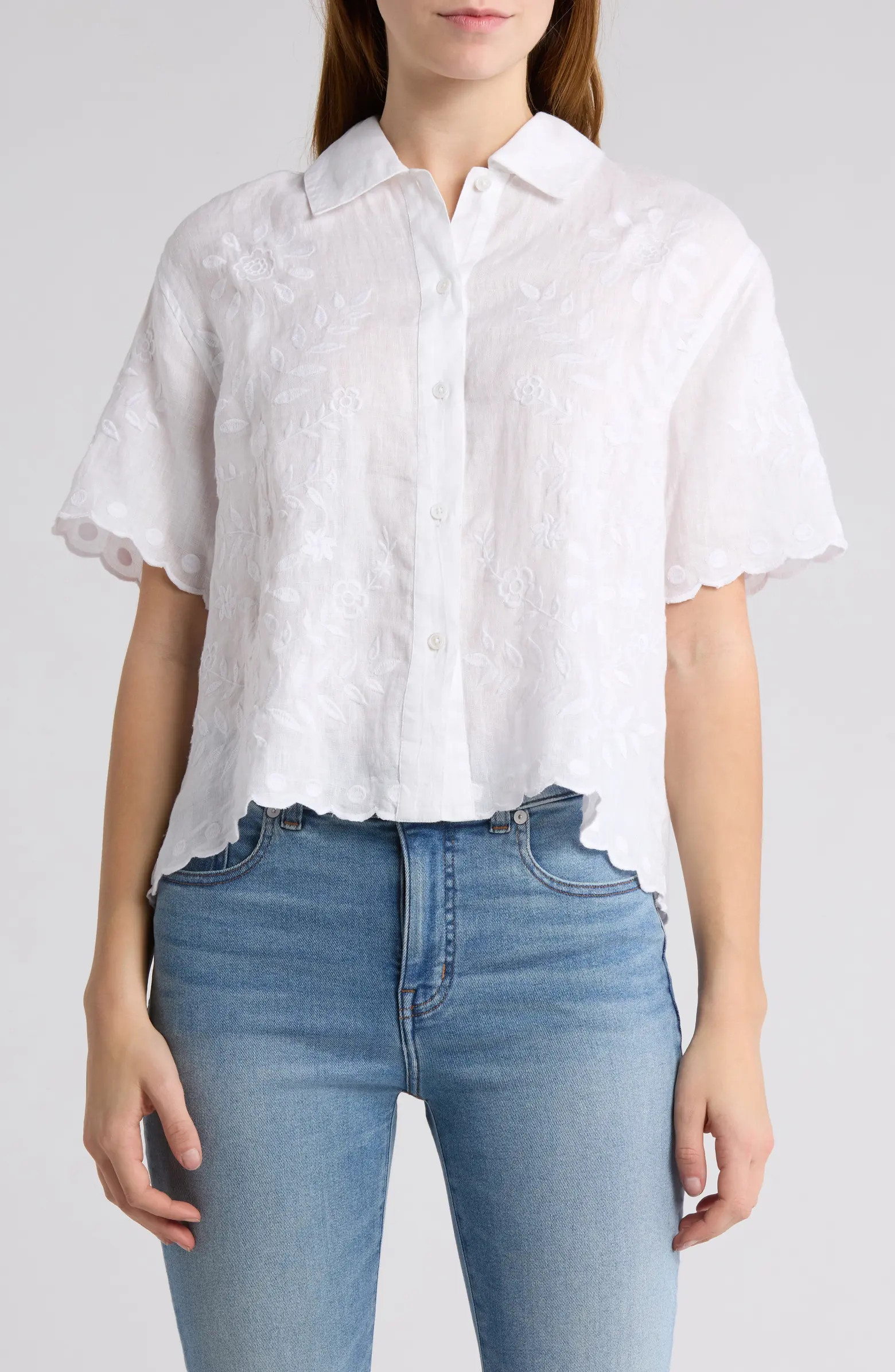 Madewell Scallop Crop Button-Up Utility Shirt | Nordstromrack | Nordstrom Rack