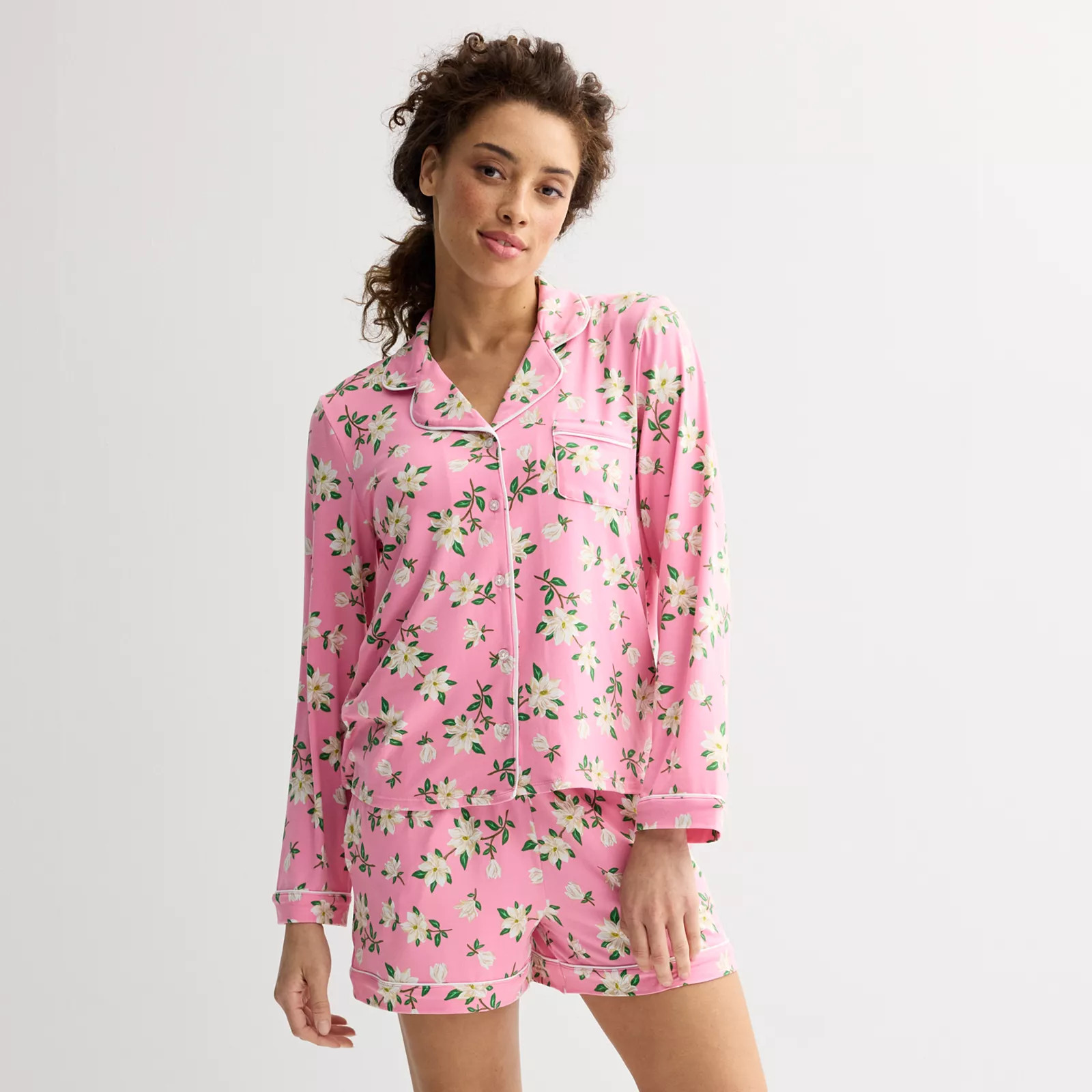 Women's Draper James 2-Piece Cozy Long Sleeve Pajama Top and Pajama Shorts Set | Kohl's