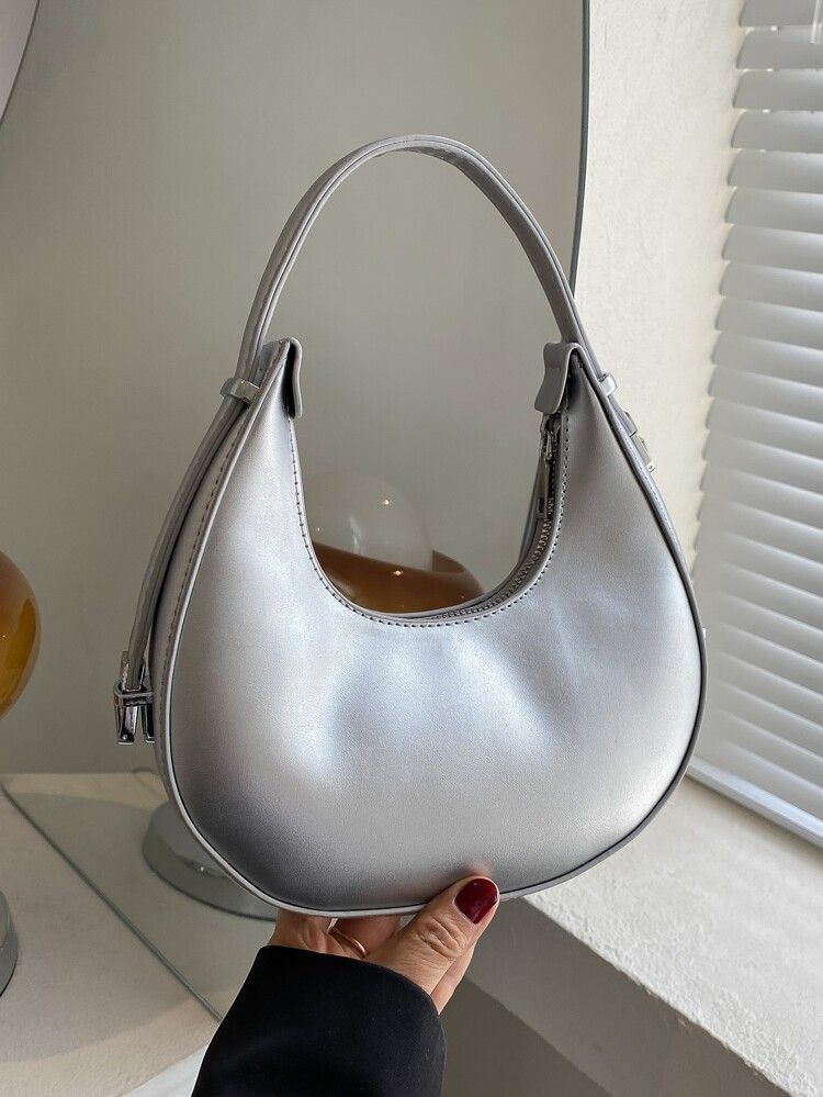 Metallic Mini Minimalist Saddle Bag | SHEIN