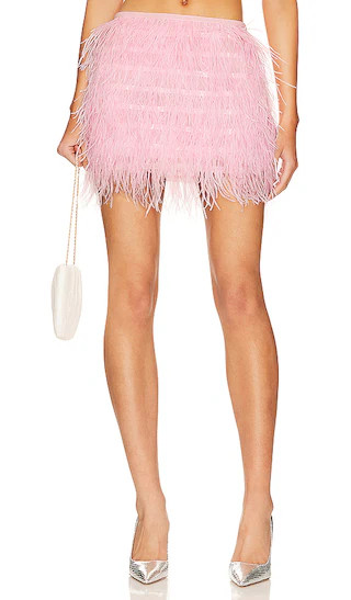 Octavia Feathered Micro Skirt in Pale Pink | Revolve Clothing (Global)