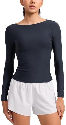 CRZ YOAG Cloudweight Boat Neck Shirts for Women - Workout Athletic Gym Casual Long Sleeve Tops So... | Amazon (US)