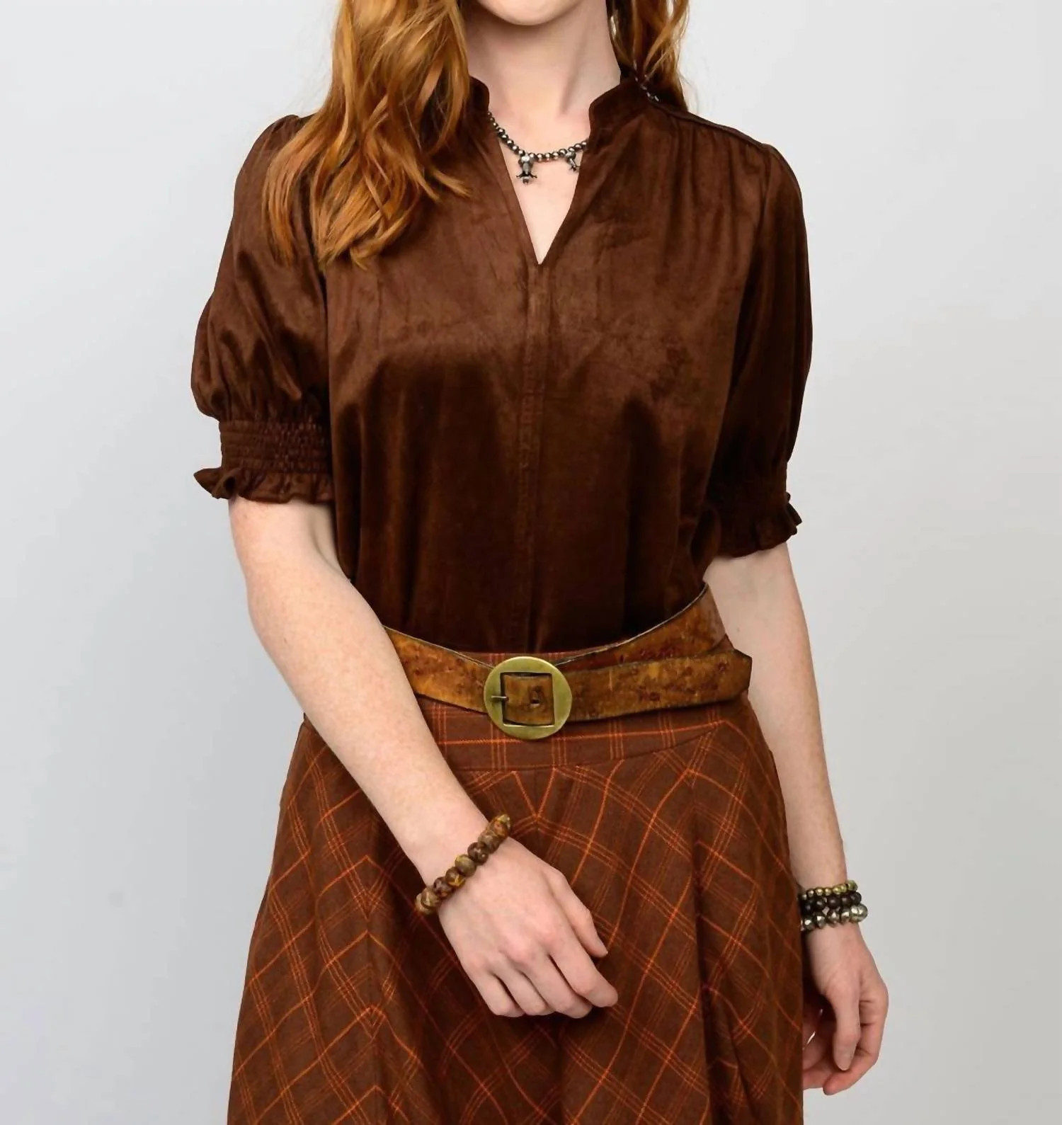 Suede Top In Brown | Shop Simon