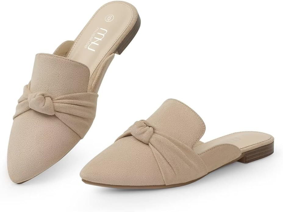 MUSSHOE Mules for Women Flats Comfortable Pointed Toe Slip on Women Mules Flats | Amazon (US)