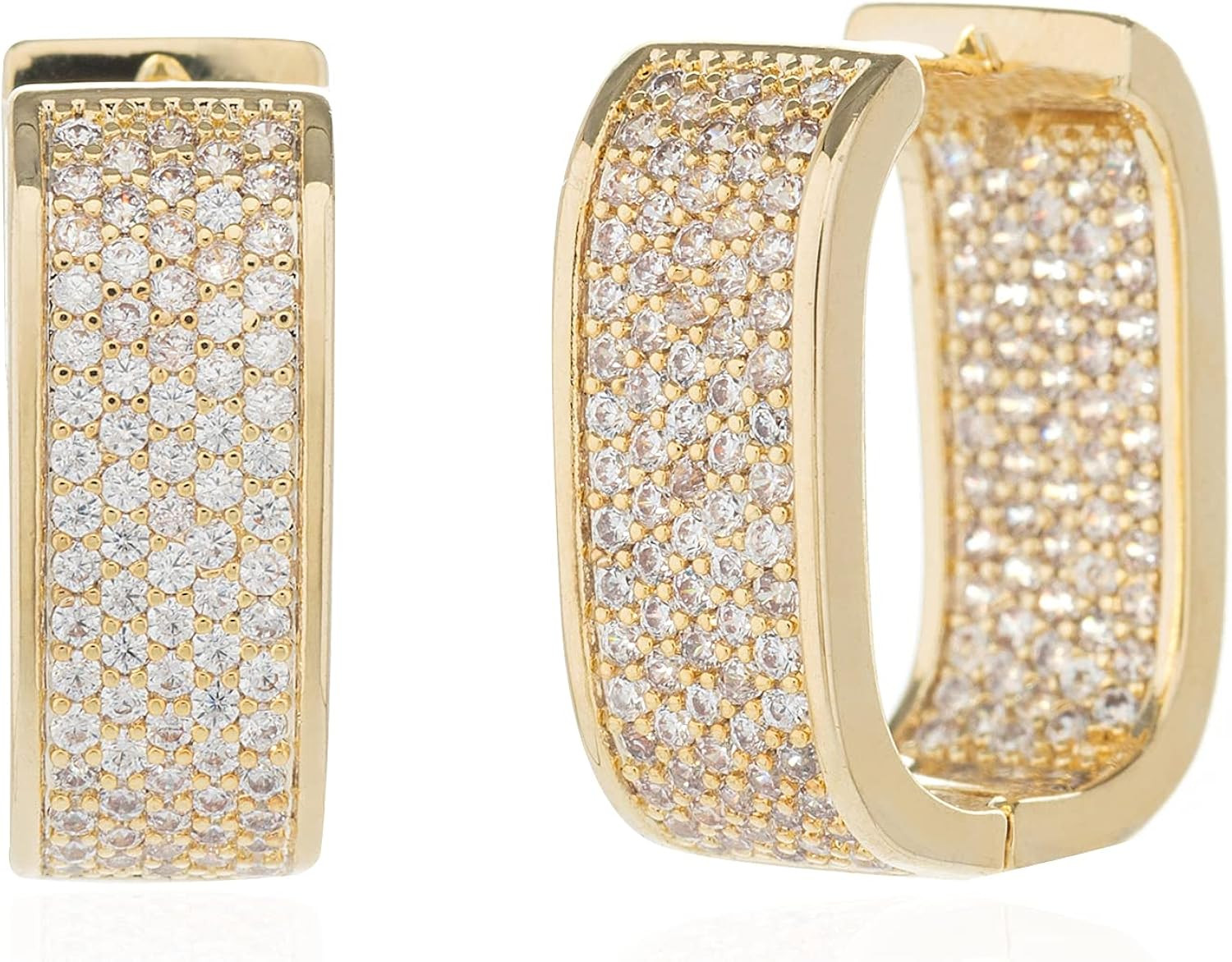 14K Gold Plated/White Gold Plated Cubic Zirconia Huggie Cuff Earrings for women Hoop Earrings Pla... | Amazon (US)