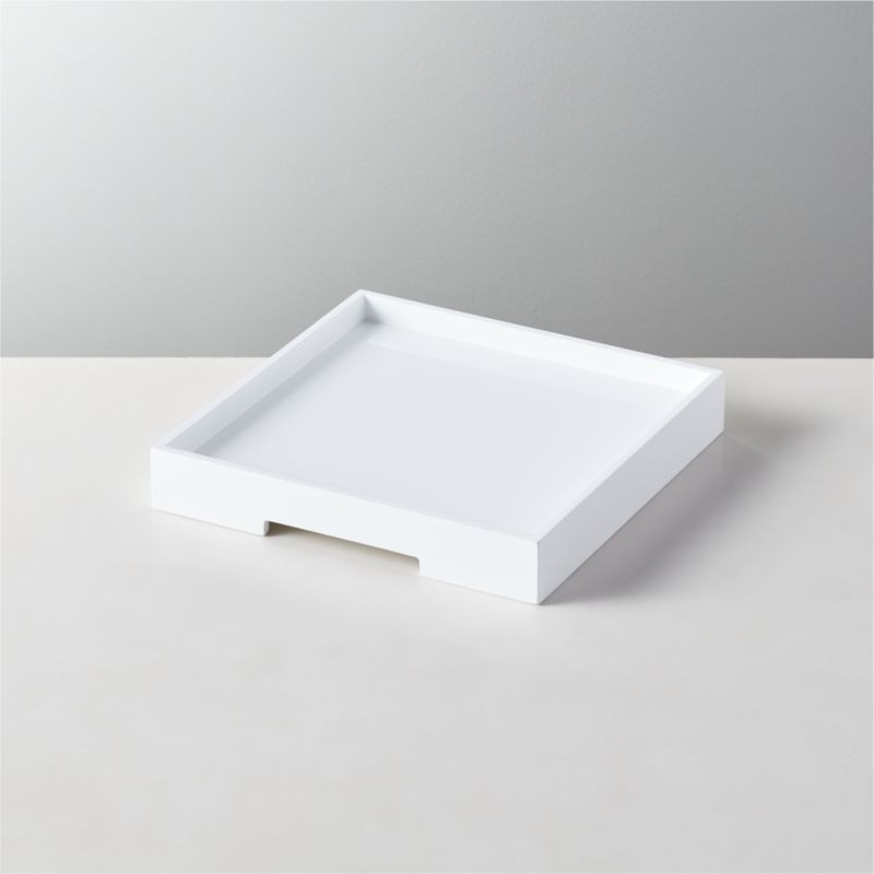Marq Hi-Gloss Small White Square Tray + Reviews | CB2 | CB2
