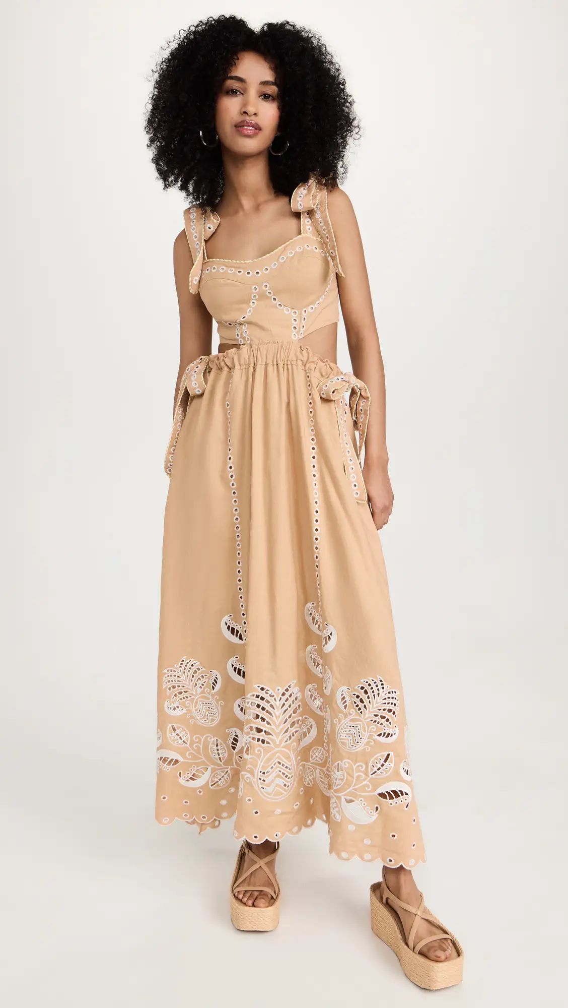 FARM Rio Sand Richilieu Sleeveless Midi Dress | Shopbop | Shopbop