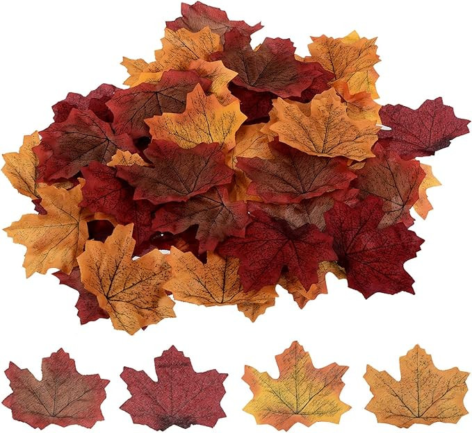 PATIKIL Artificial Leaves, 200 Pcs Mixed Fall Maple Autumn Fake Leaf for Wedding Party Thanksgivi... | Amazon (US)