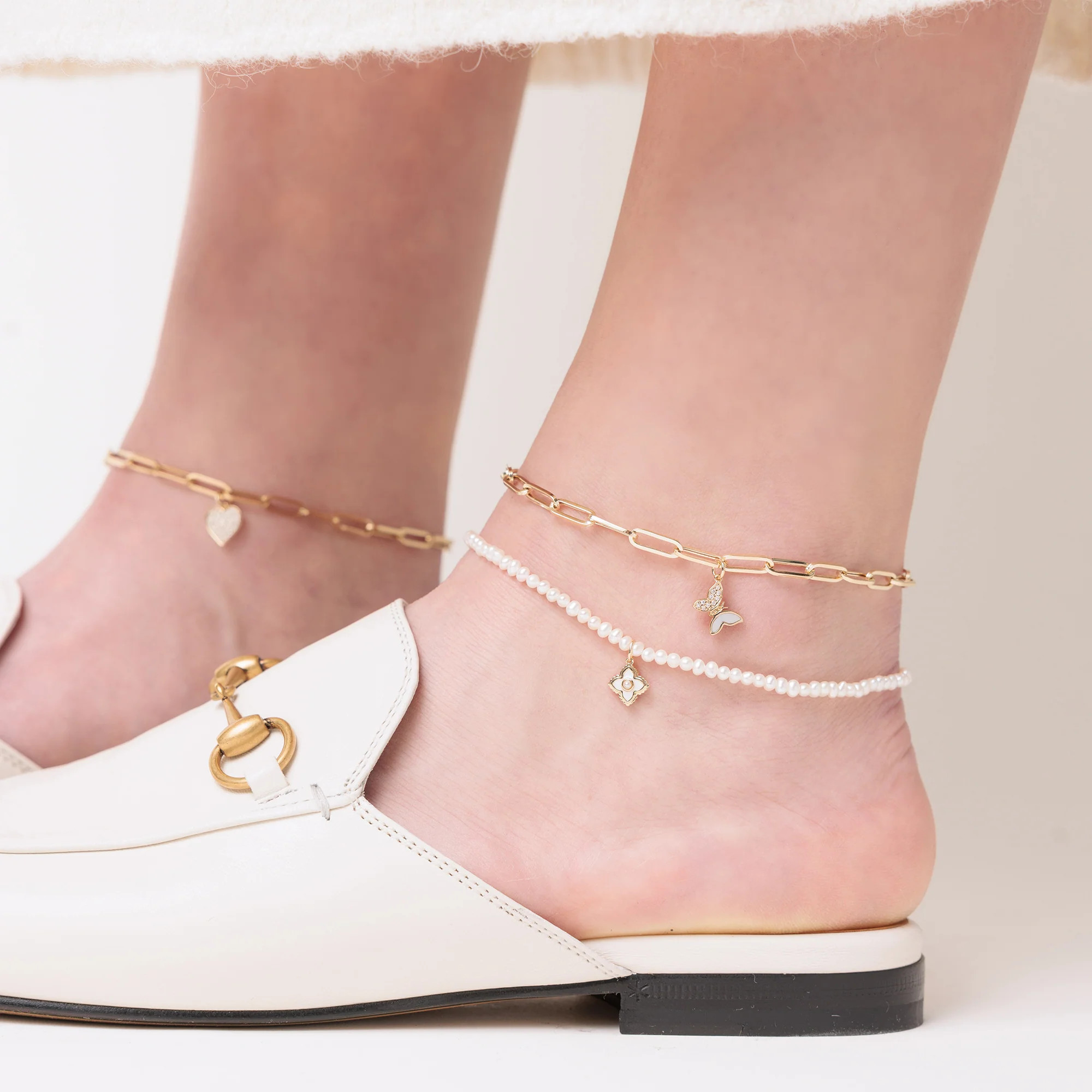 Gold & Diamond Tiny Butterfly Anklet | Sydney Evan