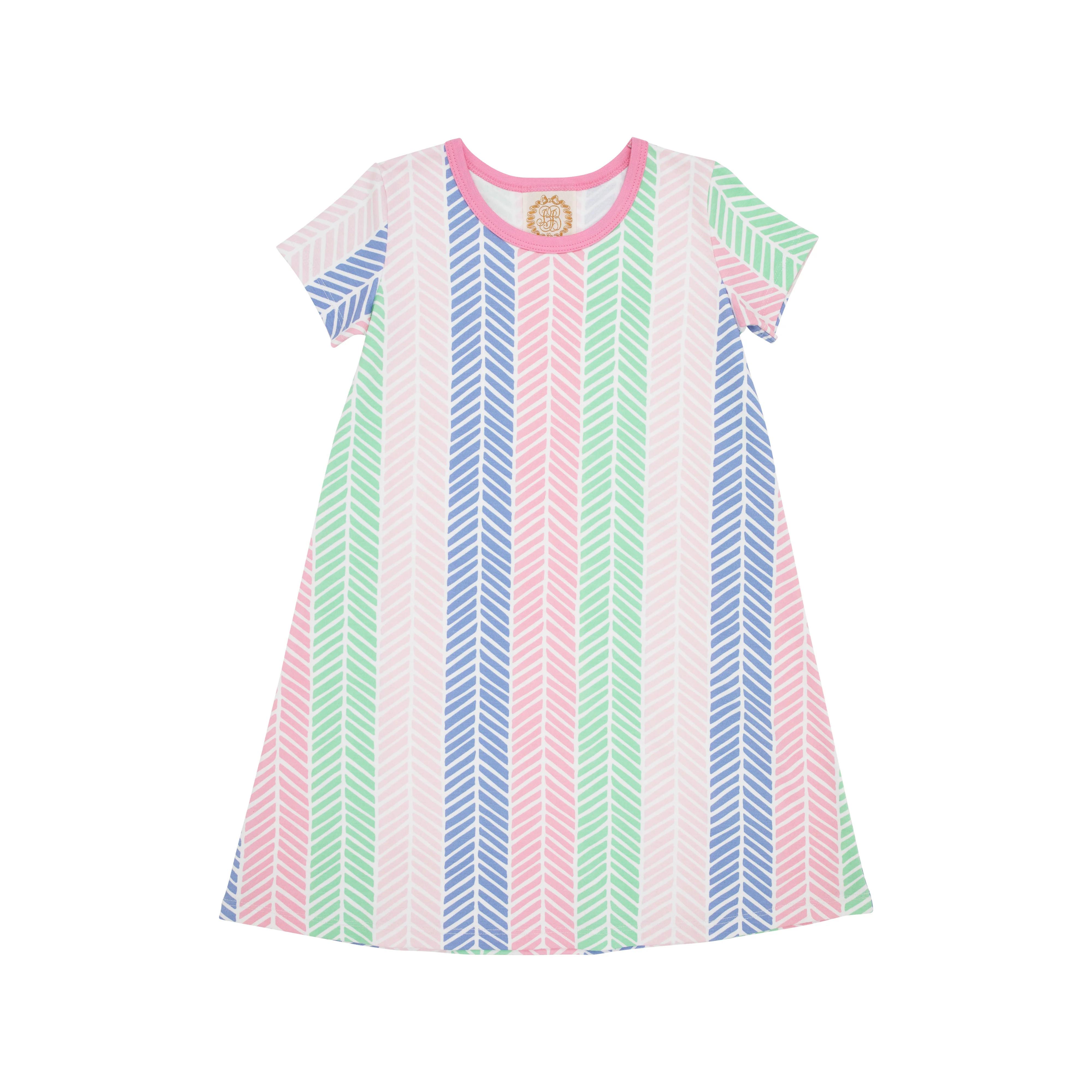 Polly Play Dress - Harbour Island Herringbone with Hamptons Hot Pink | The Beaufort Bonnet Company