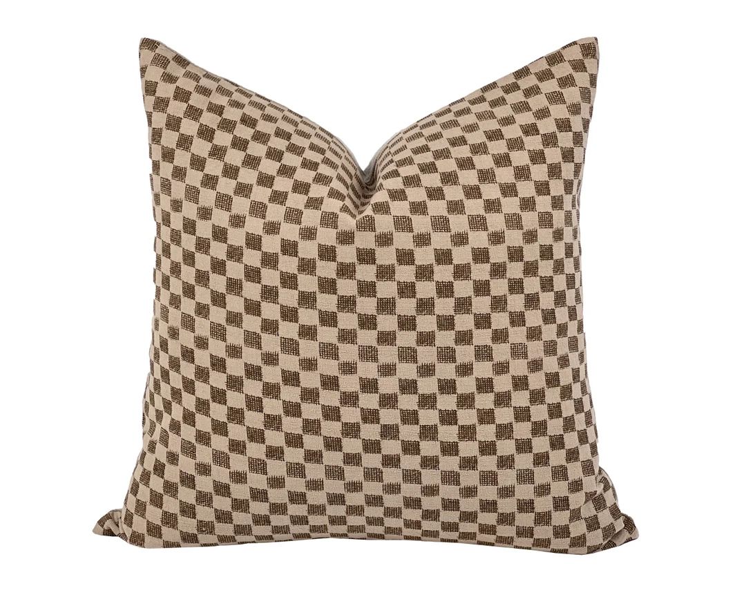 FABLE Brown Checkered Pillow Cover Dark Brown Checkered - Etsy | Etsy (US)