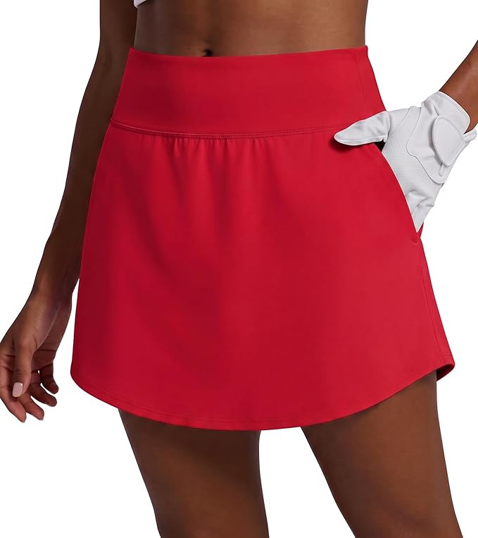 PINSPARK 16" Golf Skorts for Women High Waisted Skirt with Curved Hem | Amazon (US)