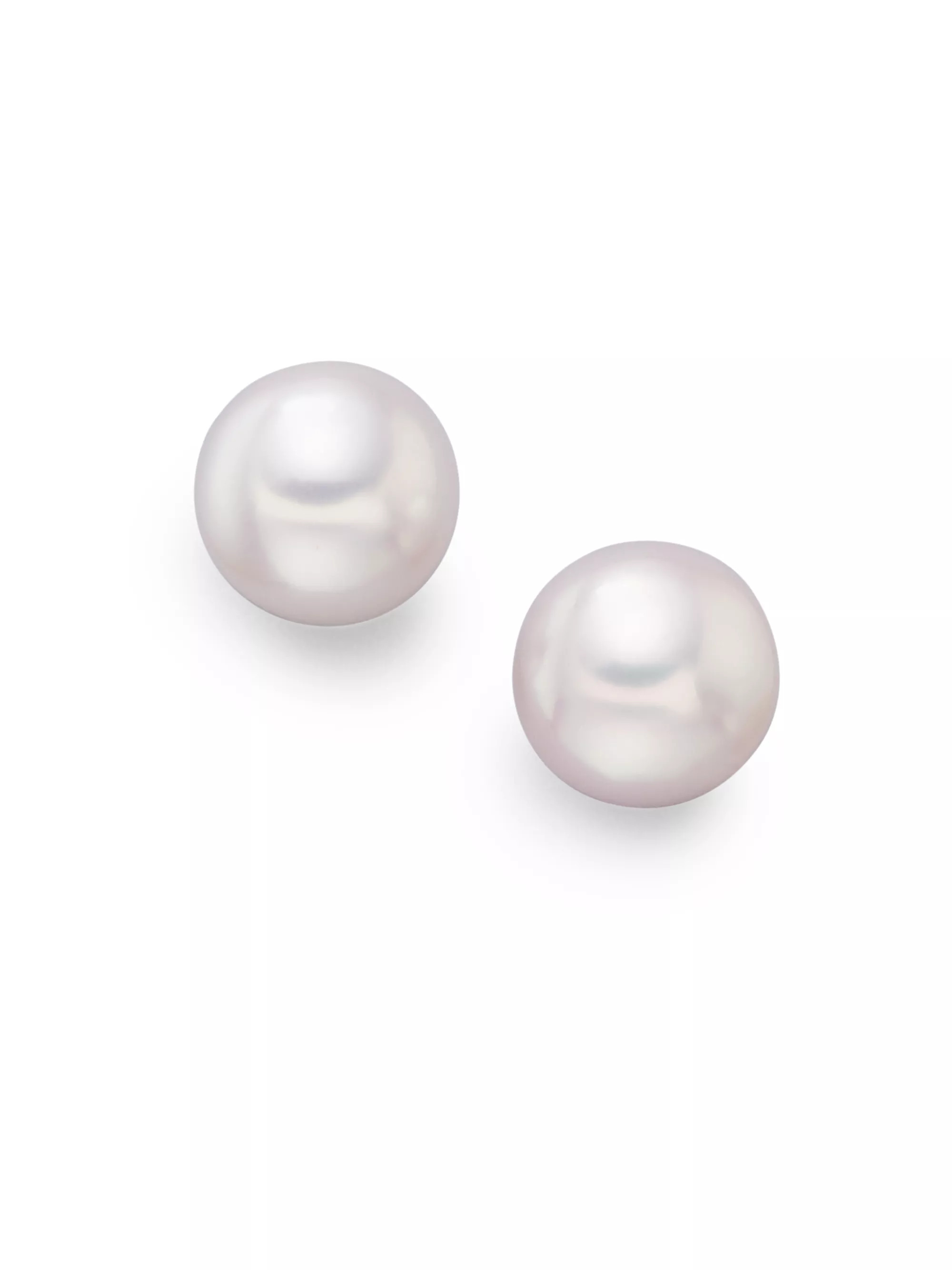 7MM White Cultured Akoya Pearl & 18K White Gold Stud Earrings | Saks Fifth Avenue