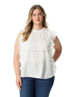 Jessica Simpson Women's and Women's Plus Size Ruby Flutter Woven Top | Walmart (US)