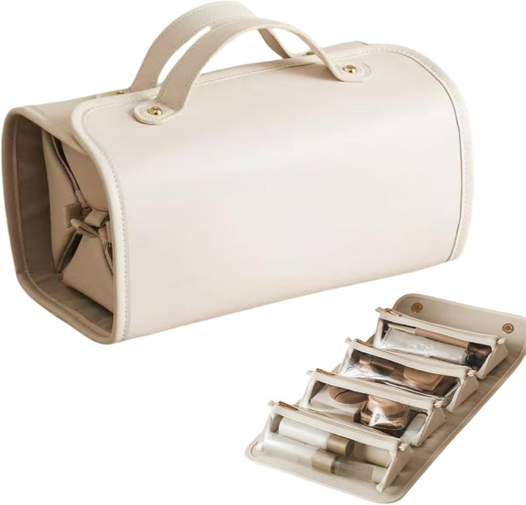 Stylish 4-in-1 Foldable Cosmetic Bag – Large Expandable Capacity, Waterproof with Detachable In... | Amazon (US)