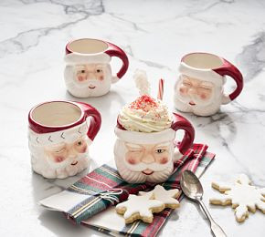 Santa Claus Ceramic Mugs | Pottery Barn CA