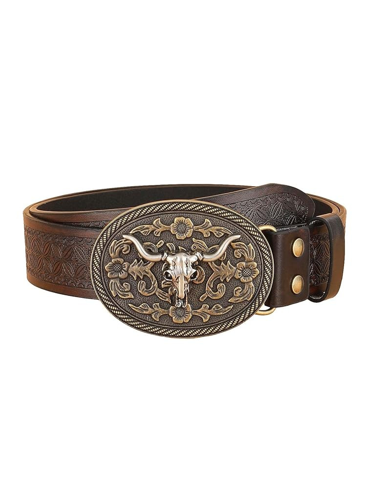Verdusa Women's Vintage Western Leather Buckle Belt | Amazon (US)