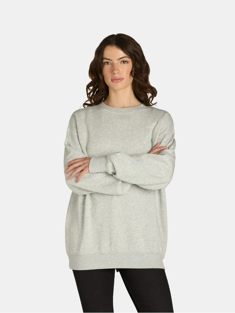 No Boundaries Fleece Oversized Sweatshirt with Long Sleeves, Women’s | Walmart (US)