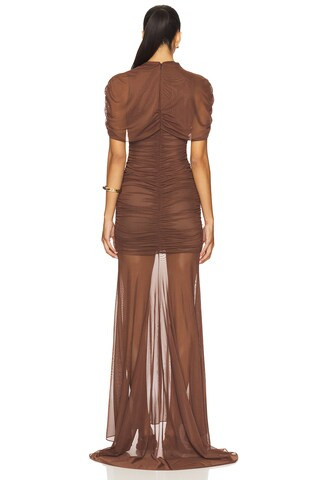 x REVOLVE Evianna Mesh Gown in Chocolate Brown | Revolve Clothing (Global)