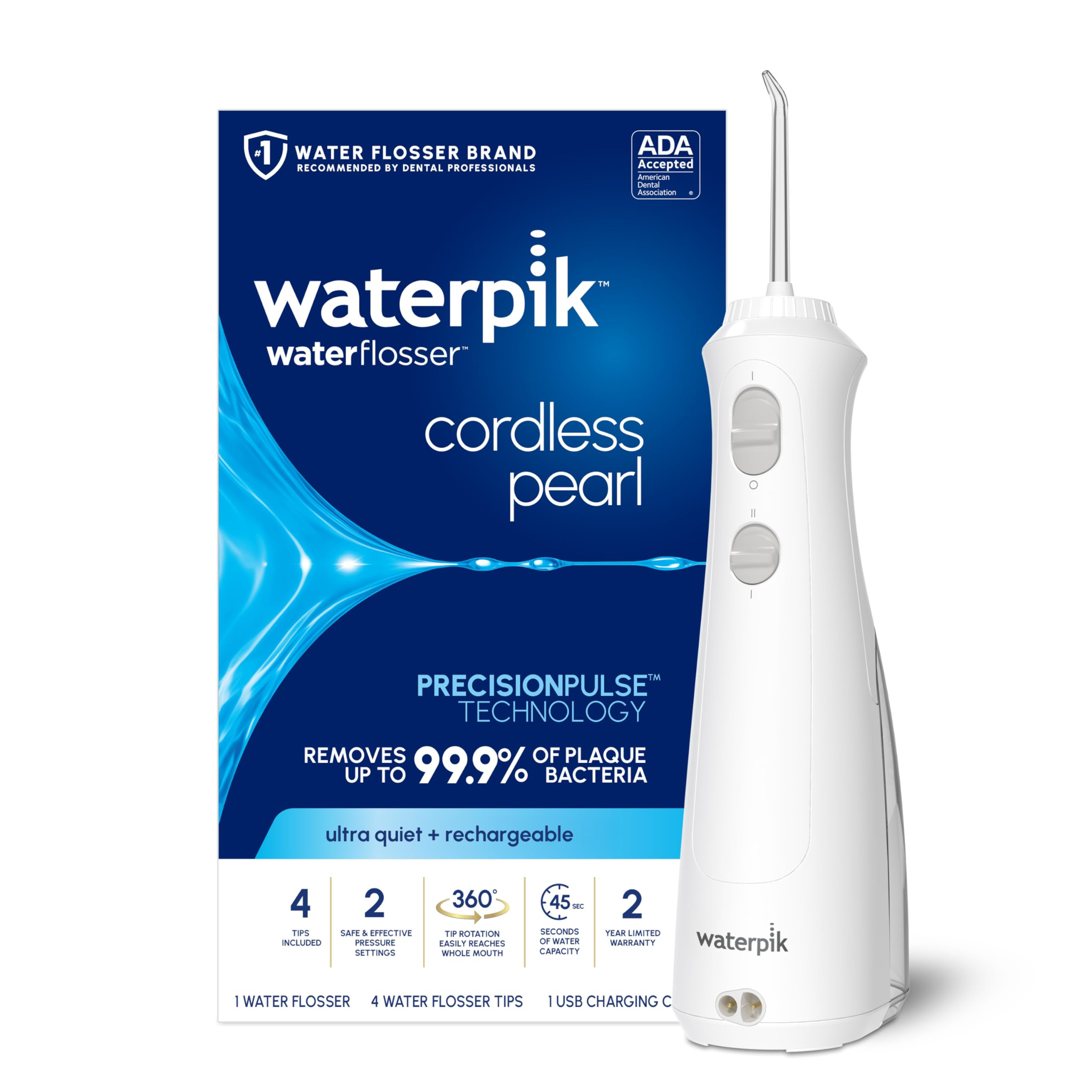 Waterpik Cordless Pearl Rechargeable Portable Water Flosser for Teeth, Gums, Braces Care and Trav... | Amazon (US)