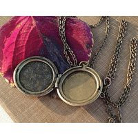 Brass Flower Locket Necklace Vintage Style Photo Pendant | Etsy (US)