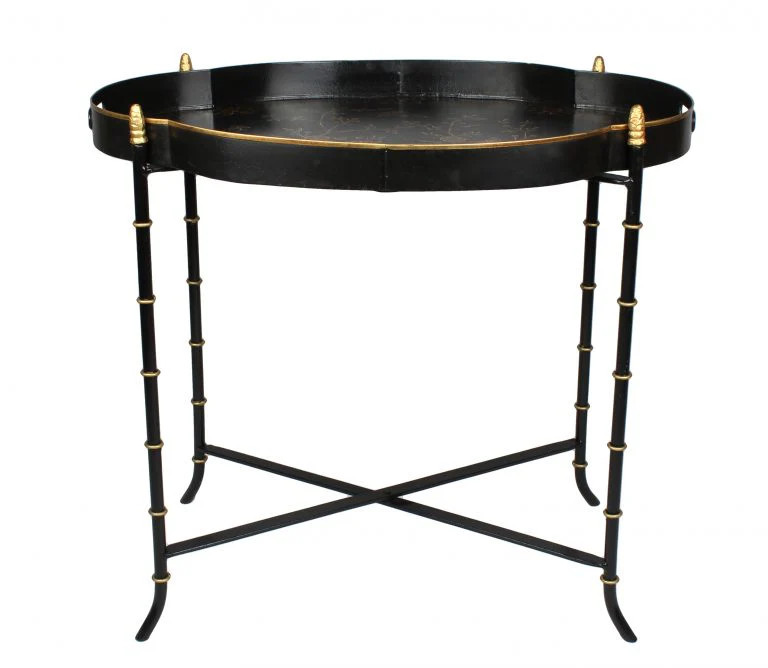 Black & Gold Scalloped Tray Table | The Enchanted Home
