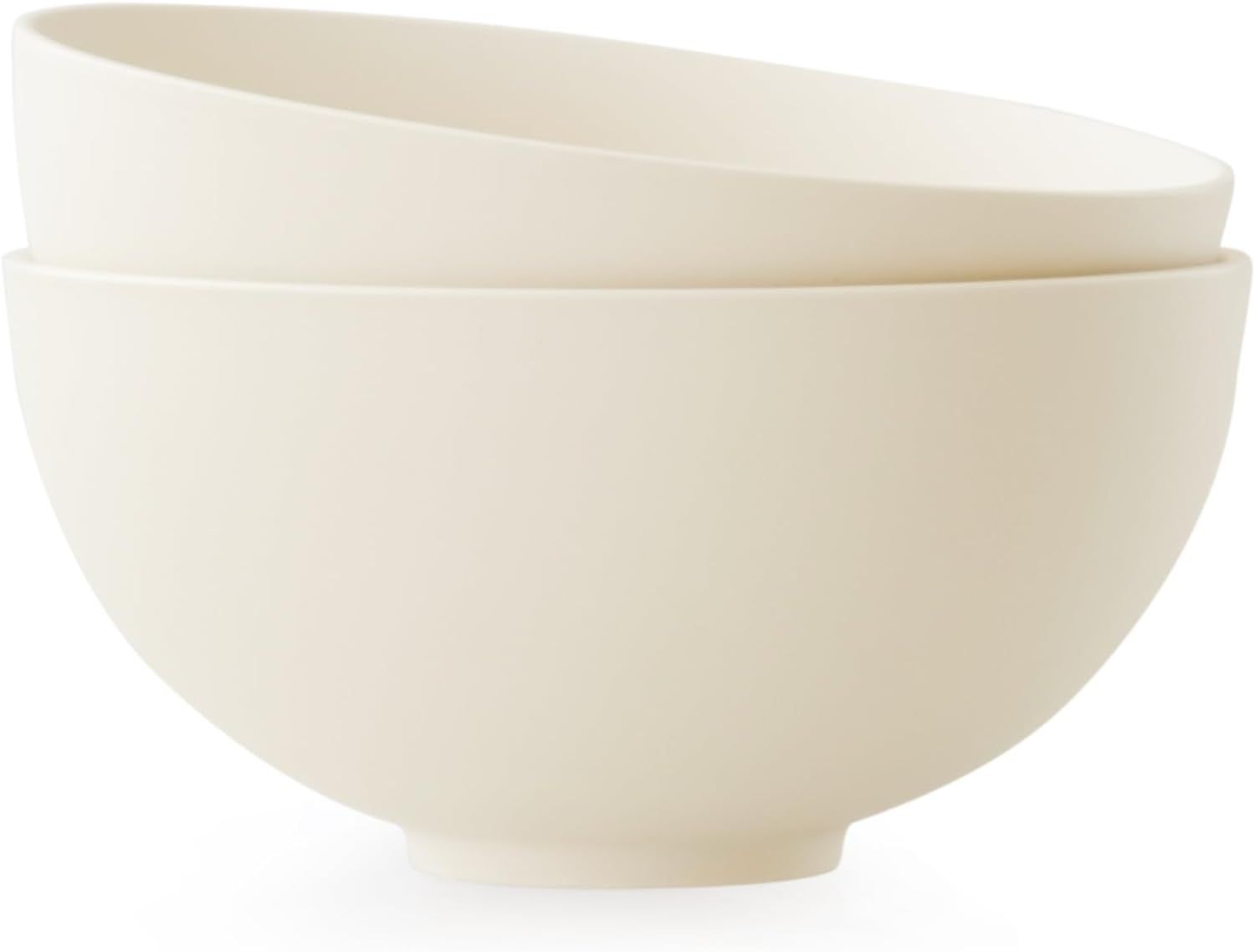 WENSHUO Serving Bowls, Modern Farmhouse Salad Bowls, Ceramic Fruit Bowls, 7.5" Set of 2, Matte Cr... | Amazon (US)