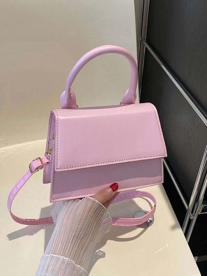 Mini Square Bag Solid Color Fashionable Flap Adjustable-strap | SHEIN