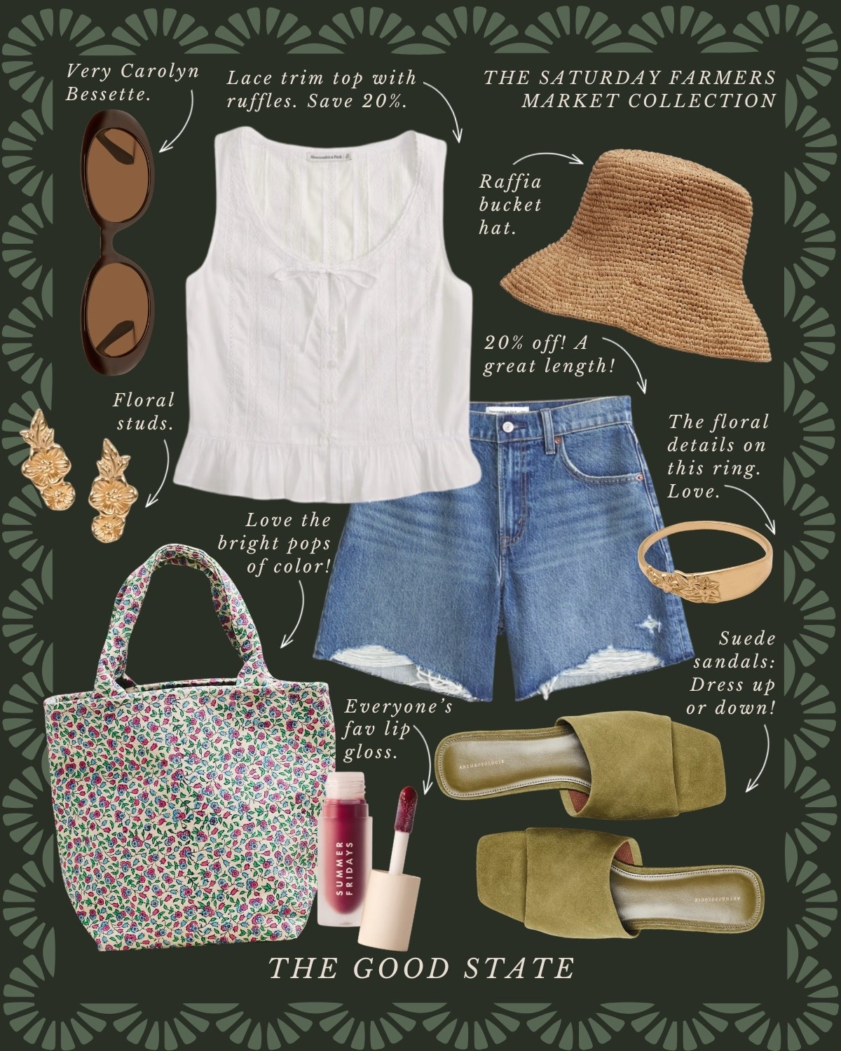 This is for all the Farmers Market girlies living their best and brightest life as the golden morning sunshine warms their face and a cool Spring breeze blows through their hair. This is for the girlies with a flaky, buttery croissant in one hand and a lavender matcha in the other. This is for the ones who wake up—sometimes earlier than they’d like to on the weekend—so they can have the first pick of produce and pastries at the local market. And because there’s just something magical and neighborly about a slow morning meandering at the market. This collection is for gingham lovers, floral wearers and those who love a well worn ball cap. For the ones who layer their quilted jacket (or a neck scarf) with everything and who aren’t afraid of a good denim on denim moment. For the ones who love pops of color as well as grounding earth tones. The ones who inspire ME to wear more prints and patterns. This is for the farmers market ladies who may or may not treat themselves to a little mid-day nap afterwards…followed by a picnic with all their market goodies and closest girlies of course. This collection is for you🍓


#LTKSaleAlert #LTKootd #LTKActive