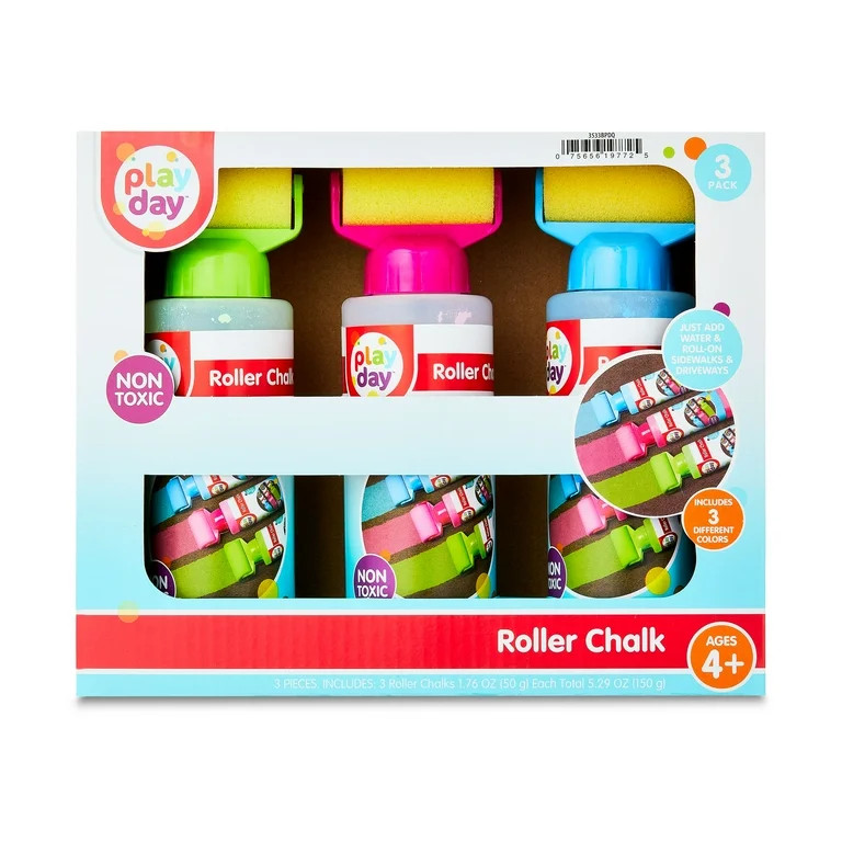 Play Day Roller Chalk, 3 Pieces, Children Ages 3+, Powder Chalk, Just Add Water | Walmart (US)